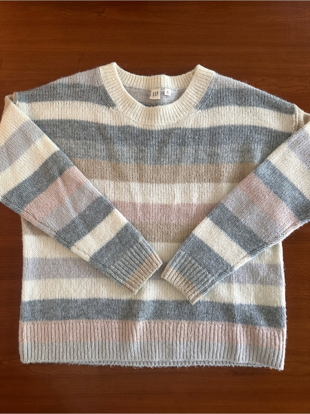 Gap Relaxed Crew Neutral Stripe Oversized Soft Knit Sweater Women’s Medium